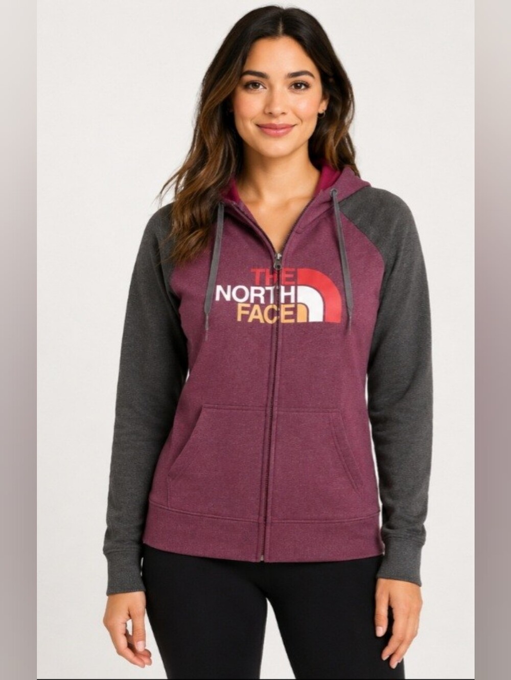 The North Face Sz Medium Womens Girls Hoodie Long Sleeve Two Toned Pink Zip Up